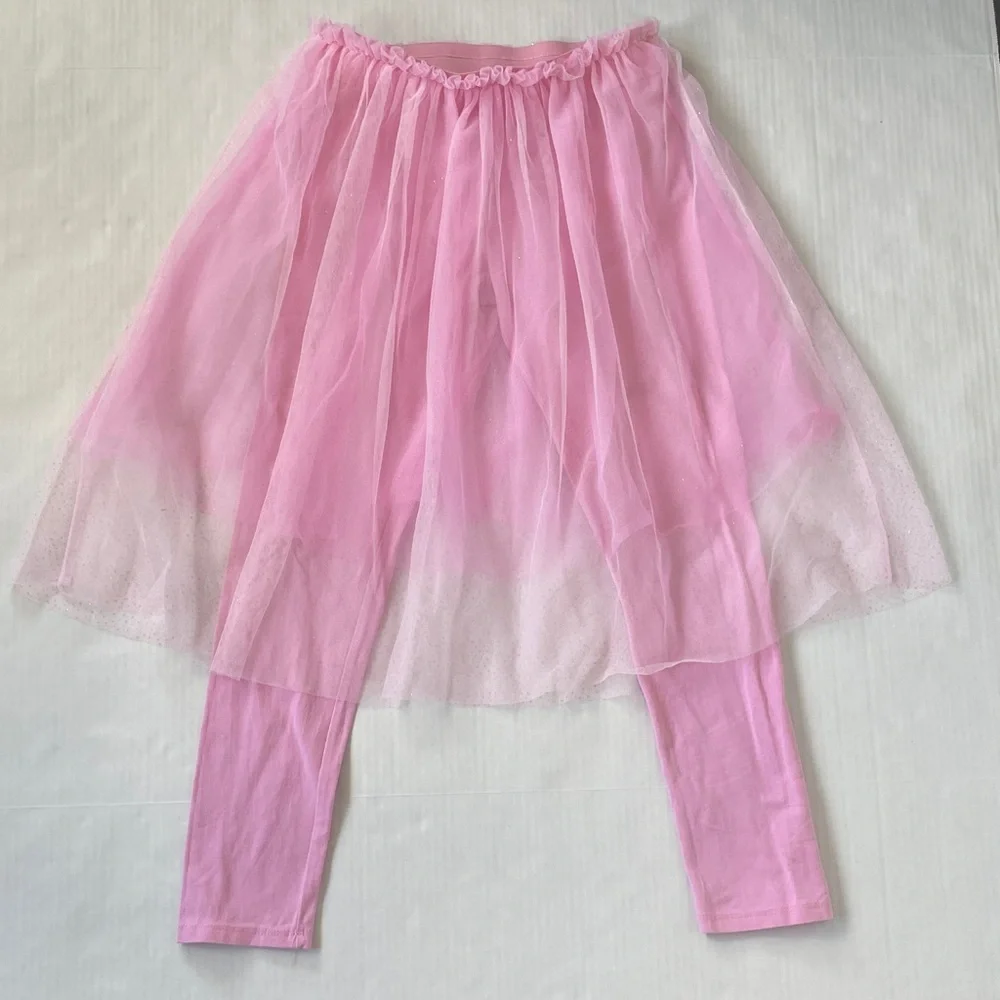Disney Girls Pink Tulle Skirted Leggings 9/10